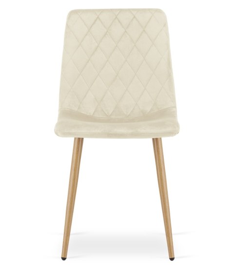 Krzesło TURIN - jasny beż aksamit / nogi kolor drewna x 1