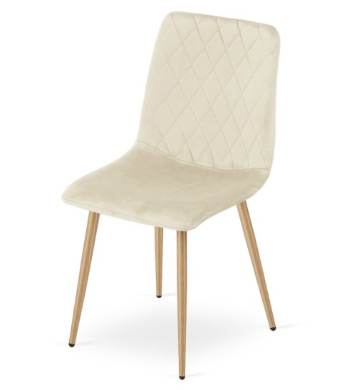 Krzesło TURIN - jasny beż aksamit / nogi kolor drewna x 1