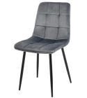 TAPICEROWANE SZARE KRZESŁO PORTO, WELUROWE, PIKOWANE, DO SALONU, GLAMOUR