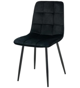 TAPICEROWANE CZARNE KRZESŁO PORTO, WELUROWE, PIKOWANE, DO SALONU, GLAMOUR
