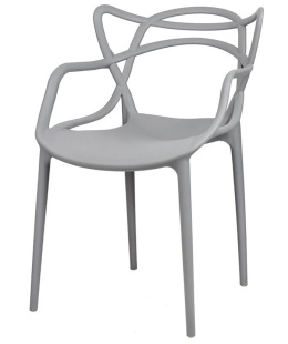 NOWOCZESNE SZARE KRZESŁO DO SALONU, JADALNI, PAOLA GLAMOUR, AŻUROWE OPARCIE