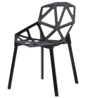 NOWOCZESNE CZARNE KRZESŁO LOFT, INDUSTRIALNE, AŻUROWE, METALOWE, DO JADALNI