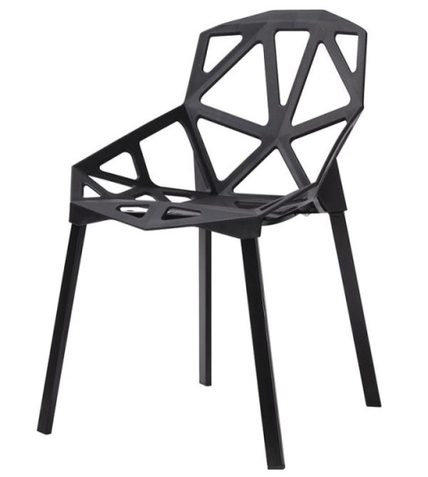 NOWOCZESNE CZARNE KRZESŁO LOFT, INDUSTRIALNE, AŻUROWE, METALOWE, DO JADALNI