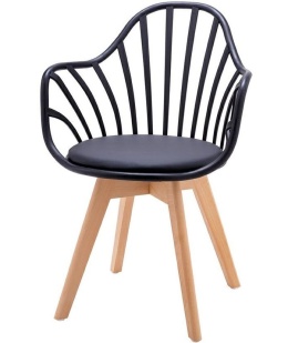 KRZESŁO LORIENT, DO SALONU, JADALNI, DREWNIANE NOGI, CZARNE, PODŁOKIETNIKI