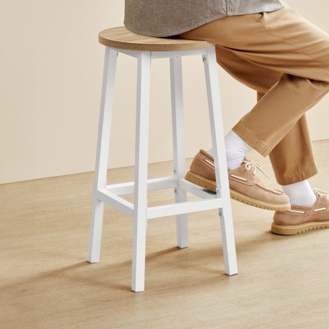 Taboret barowy - dąb sonoma / nogi białe