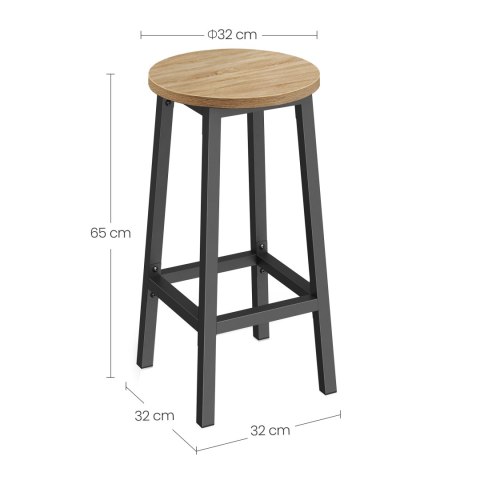 Taboret barowy - dąb sonoma / nogi czarne