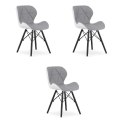Krzesło LAGO ekoskóra - szaro-białe / nogi czarne x 3