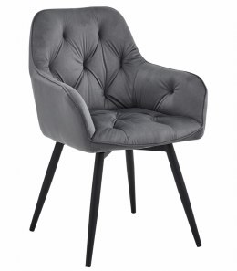 OBROTOWE CIEMNO SZARE KRZESŁO MALIA Z PODŁOKIETNIKAMI, TAPICEROWANE GLAMOUR