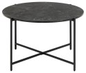 OKRĄGŁY CZARNY STOLIK GLAMOUR DO SALONU, METAL, MDF, MARMUR, 70 CM