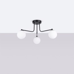 LAMPA ŻYRANDOL LUMINOS CZARNA, MATOWY BIAŁY KLOSZ, LOFT, SALON, NOWOCZESNA
