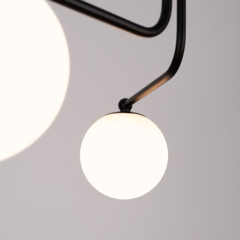 LAMPA ŻYRANDOL LUMINOS CZARNA, MATOWY BIAŁY KLOSZ, LOFT, SALON, NOWOCZESNA