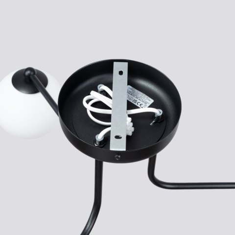 LAMPA ŻYRANDOL LUMINOS CZARNA, MATOWY BIAŁY KLOSZ, LOFT, SALON, NOWOCZESNA