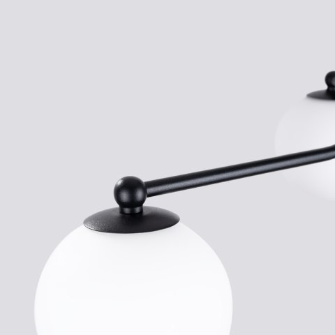 LAMPA SUFITOWA ŻYRANDOL LUMINOS, CZARNA, MODERN, LOFT, SALON, BIAŁY KLOSZ