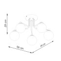 LAMPA SUFITOWA ŻYRANDOL LUMINOS, CZARNA, MODERN, LOFT, SALON, BIAŁY KLOSZ