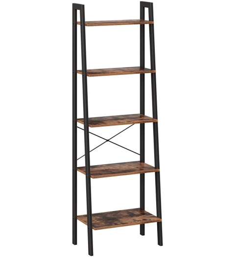 REGAŁ NA KSIĄŻKI BASTIDE, 5 PÓŁEK, LOFT, INDUSTRIALNY, DO SALONU, 172 CM