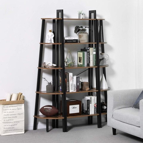 REGAŁ NA KSIĄŻKI BASTIDE, 5 PÓŁEK, LOFT, INDUSTRIALNY, DO SALONU, 172 CM