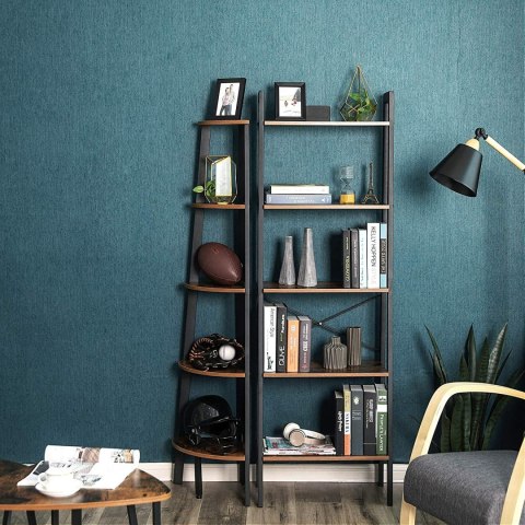 REGAŁ NA KSIĄŻKI BASTIDE, 5 PÓŁEK, LOFT, INDUSTRIALNY, DO SALONU, 172 CM