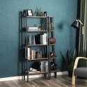 REGAŁ NA KSIĄŻKI BASTIDE, 5 PÓŁEK, LOFT, INDUSTRIALNY, DO SALONU, 172 CM