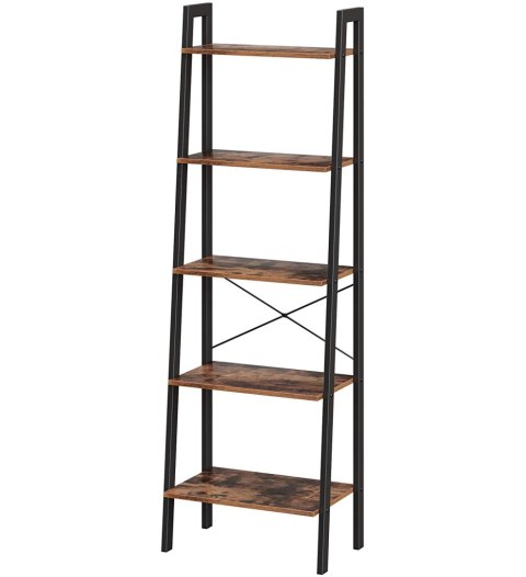 REGAŁ NA KSIĄŻKI BASTIDE, 5 PÓŁEK, LOFT, INDUSTRIALNY, DO SALONU, 172 CM