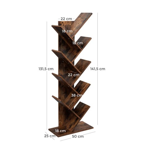 REGAŁ NA KSIĄŻKI ARBORES, PÓŁKA, SZAFKA, DO SALONU, BIUROWY, LOFT, 50 CM