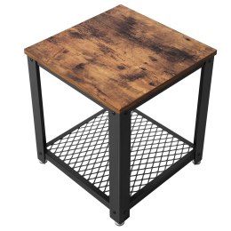 STOLIK KAWOWY RUSTIQUE, ŁAWA, LOFT, CZARNY, DO SALONU, Z PÓŁKĄ, DĄB, 45 CM