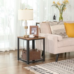 STOLIK KAWOWY RUSTIQUE, ŁAWA, LOFT, CZARNY, DO SALONU, Z PÓŁKĄ, DĄB, 45 CM