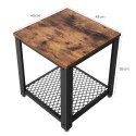STOLIK KAWOWY RUSTIQUE, ŁAWA, LOFT, CZARNY, DO SALONU, Z PÓŁKĄ, DĄB, 45 CM
