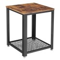 STOLIK KAWOWY RUSTIQUE, ŁAWA, LOFT, CZARNY, DO SALONU, Z PÓŁKĄ, DĄB, 45 CM