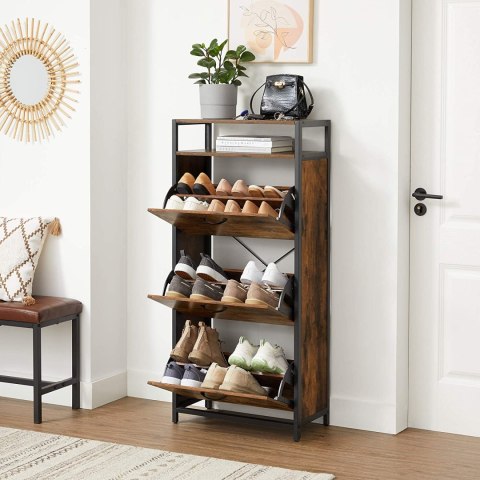 SZAFKA NA BUTY REGAŁ RUSTIQUE, LOFT, RUSTYKALNA, 3 PRZEGRODY, PRZEDPOKÓJ