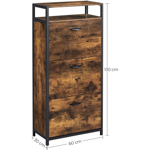 SZAFKA NA BUTY REGAŁ RUSTIQUE, LOFT, RUSTYKALNA, 3 PRZEGRODY, PRZEDPOKÓJ