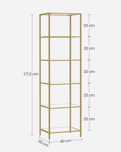 REGAŁ AURELIA NA KSIĄŻKI, PÓŁKA DO SALONU, LOFT, BIUROWY, OTWARTY, 177 CM