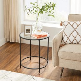 STOLIK KAWOWY ŁAWA VELURA, OKRĄGŁY, LOFT, CZARNY, DO SALONU, STÓŁ, 50 CM