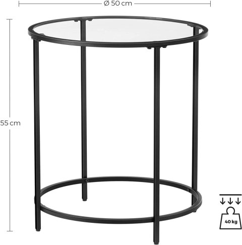 STOLIK KAWOWY ŁAWA VELURA, OKRĄGŁY, LOFT, CZARNY, DO SALONU, STÓŁ, 50 CM