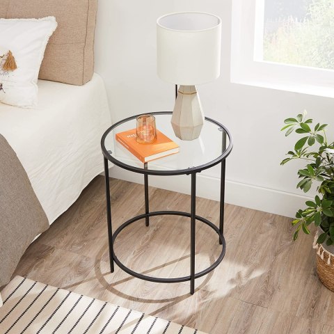 STOLIK KAWOWY ŁAWA VELURA, OKRĄGŁY, LOFT, CZARNY, DO SALONU, STÓŁ, 50 CM