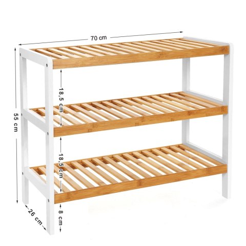 REGAŁ NA BUTY BAMBUSOWY LIGNUM, SZAFKA, 3 PÓŁKI, PRZEDPOKÓJ, 12 PAR, 70CM