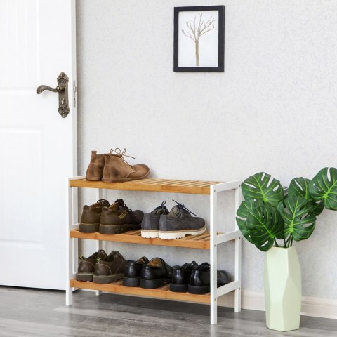 REGAŁ NA BUTY BAMBUSOWY LIGNUM, SZAFKA, 3 PÓŁKI, PRZEDPOKÓJ, 12 PAR, 70CM