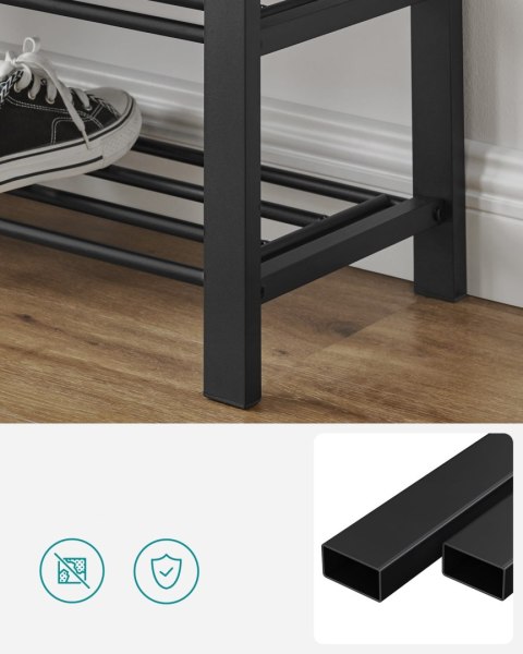 SZAFKA REGAŁ NA BUTY Z SIEDZISKIEM, IRONLOFT, LOFT, CIEMNOSZARY, PRZEDPOKÓJ