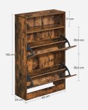 SZAFKA NA BUTY REGAŁ RUSTIQUE, RUSTYKALNY BRĄZ, LOFT, PRZEDPOKÓJ, 12 PAR