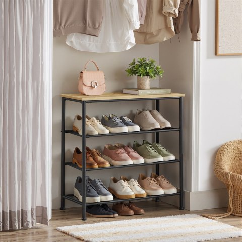 SZAFKA NA BUTY, VELURA, REGAŁ, LOFT, DĄB ARTISAN, CZARNA, STALOWA, 75 CM