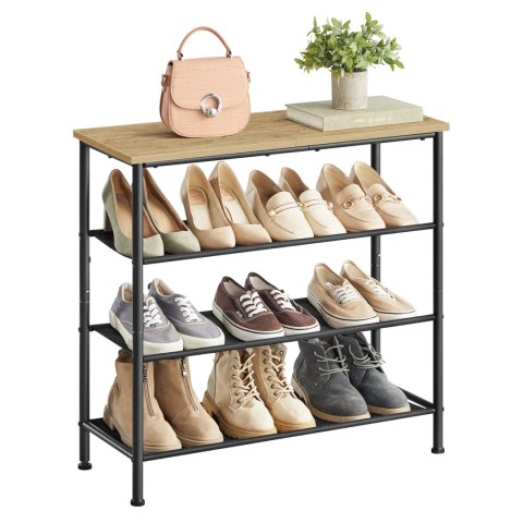 SZAFKA NA BUTY, VELURA, REGAŁ, LOFT, DĄB ARTISAN, CZARNA, STALOWA, 75 CM