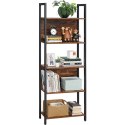 REGAŁ CHARMEL, NA KSIĄŻKI, DO SALONU, LOFT, INDUSTRIALNY, 5 PÓŁEK, 165 CM