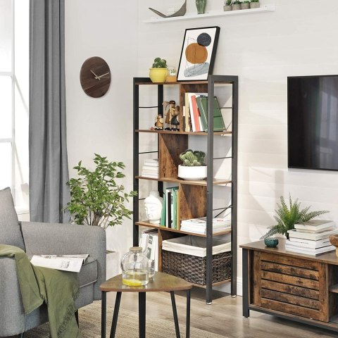 REGAŁ NA KSIĄŻKI VALENCE, LOFT, INDUSTRIALNY, 5 PÓŁEK, DO SALONU, BIUROWY