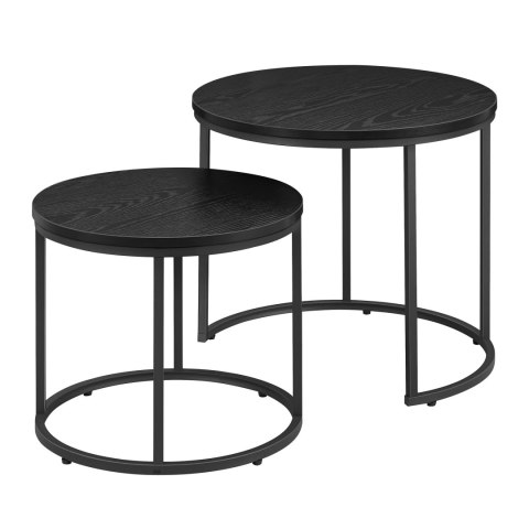 STOLIK KAWOWY ORBIT, ZESTAW, OKRĄGŁY, DĄB CZARNY, LOFT, DO SALONU, LAWA