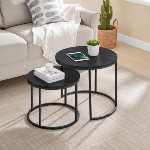 STOLIK KAWOWY ORBIT, ZESTAW, OKRĄGŁY, DĄB CZARNY, LOFT, DO SALONU, LAWA