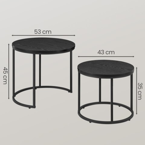 STOLIK KAWOWY ORBIT, ZESTAW, OKRĄGŁY, DĄB CZARNY, LOFT, DO SALONU, LAWA