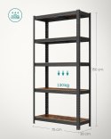 REGAŁ SZAFKA LUMINOS NA KSIĄŻKI, 5 PÓŁEK, LOFT, INDUSTRIALNY, DO SALONU