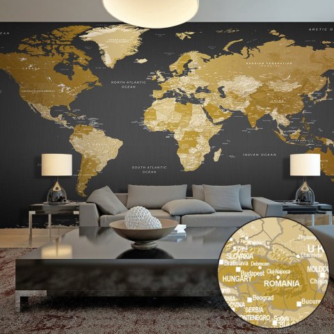 Fototapeta - Mapa świata Złoto-czarna Fototapeta - Mapa świata Złoto-czarna