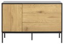 KOMODA DENMARK, CZARNA, DĄB NATURALNY, LOFT, DO SALONU, 3 SZUFLADY, SZAFKA