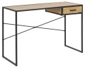 INDUSTRIALNE BIURKO DENMARK LOFT, Z SZUFLADĄ, CZARNY METAL, DĄB, 110 CM