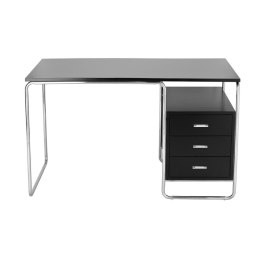 BIURKO ARTLINE - CHROMOWANE, CZARNE, NOWOCZESNE, Z SZUFLADAMI, METALOWE